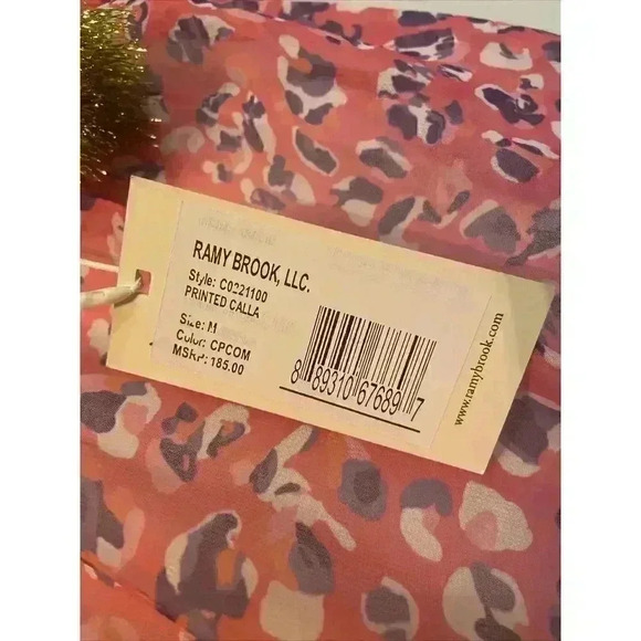 Ramy Brook Cover Up Top Crochet Metallic Strapless Gold Tassel Leopard Rope Tie - Picture 4 of 11